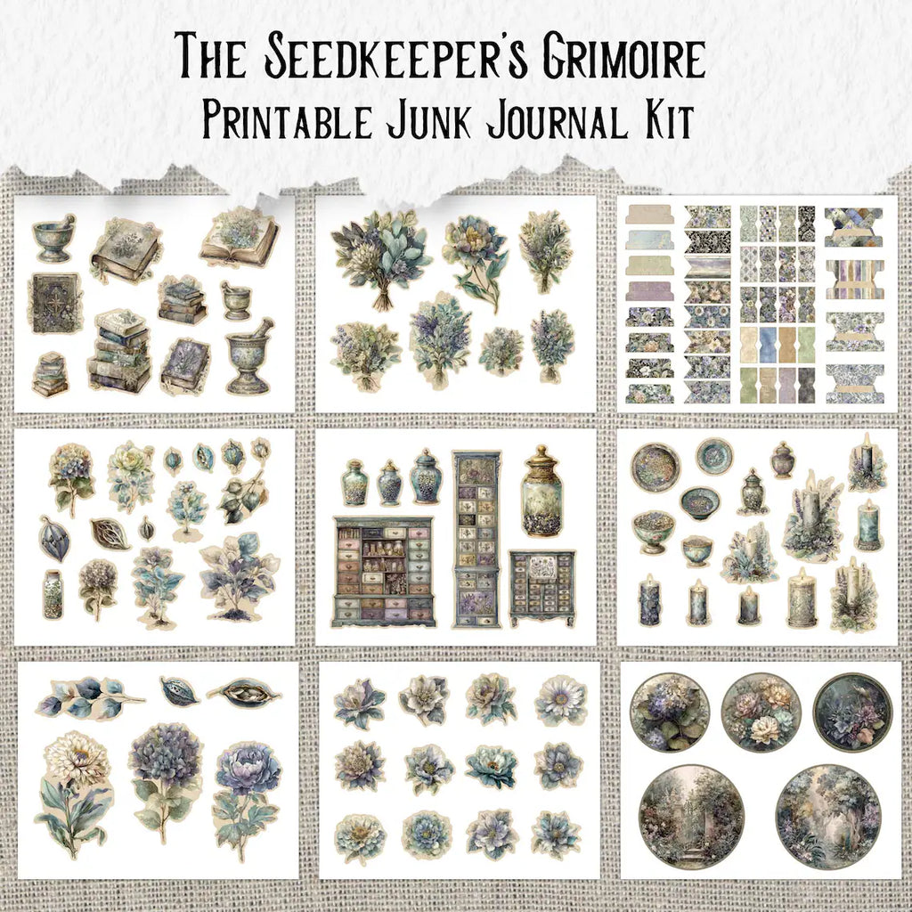 The Seed keeper's Grimoire Printable Junk Journal Kit