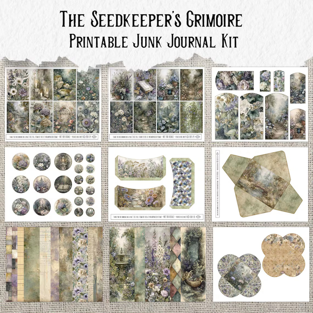 The Seed keeper's Grimoire Printable Junk Journal Kit